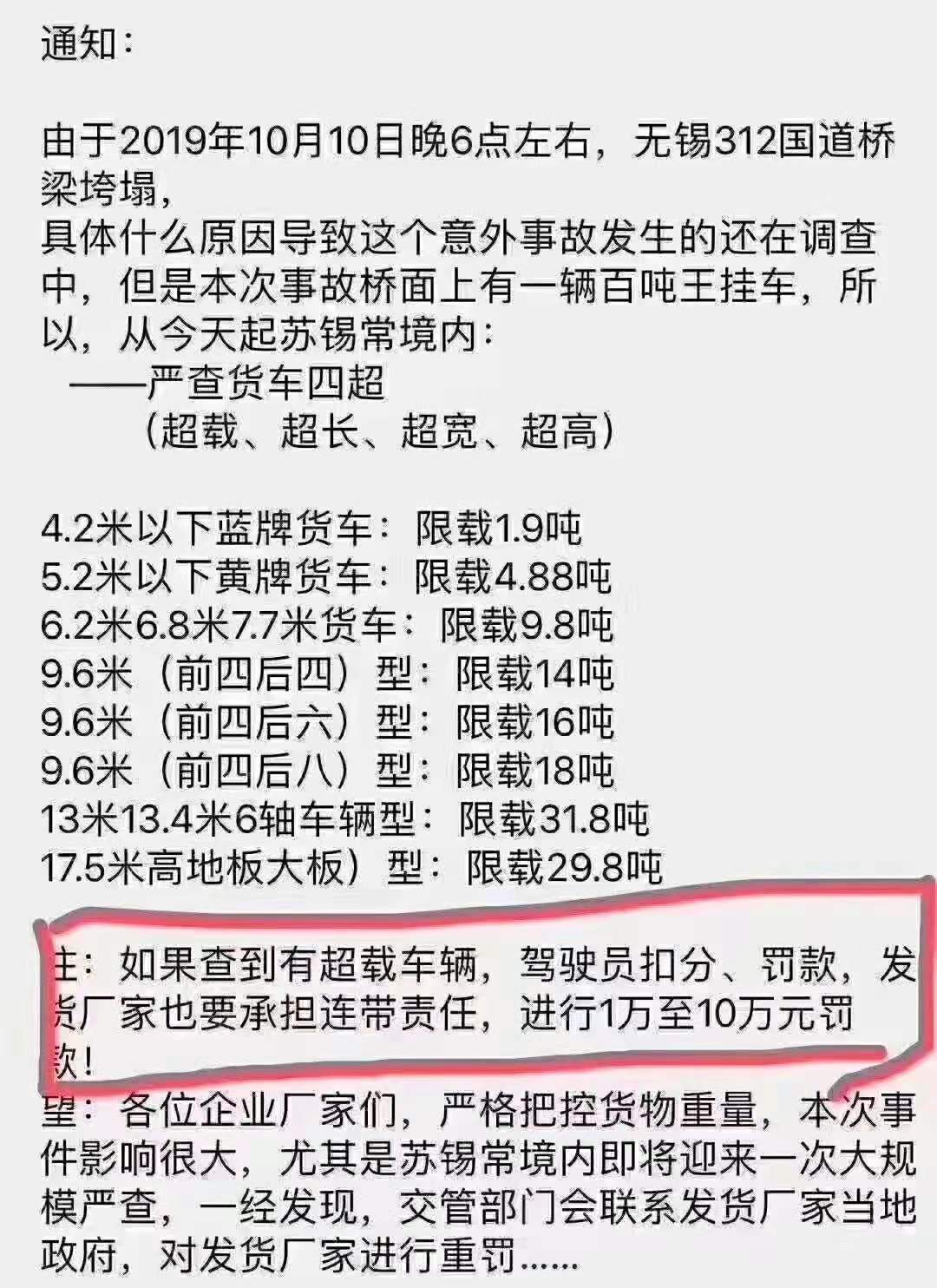 关于吸取江苏无锡桥面侧翻事故教训的通知